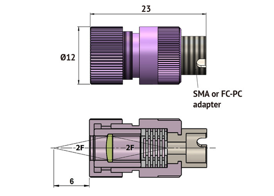 Cavi a fibre ottiche FC/PC o connettori di SMA con la lente di obiettivi di rifocalizzazione infrarossa media