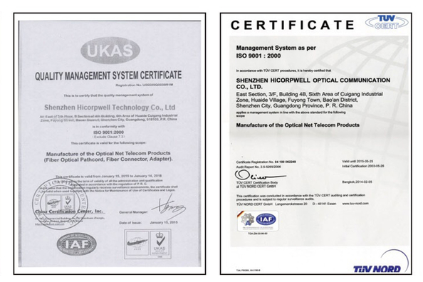 La CINA Shenzhen Hicorpwell Technology Co., Ltd Certificazioni