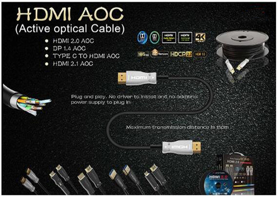 Maschio-maschio 30m lungamente una trasmissione di 2,0 di HDMI AOC dati video del cavo