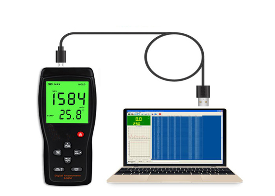 Calibro dell'anemometro dello strumento di misura di velocità del vento di Poratble con la luce della parte posteriore di LCD