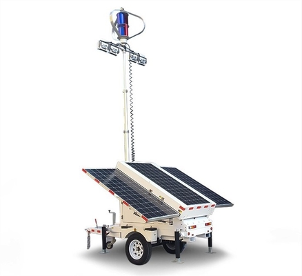 Veicolo mobile di energia del LED di accensione della torre del vento solare del rimorchio solare portatile del sistema ibrido