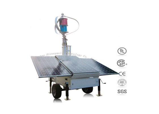 Veicolo mobile di energia del LED di accensione della torre del vento solare del rimorchio solare portatile del sistema ibrido